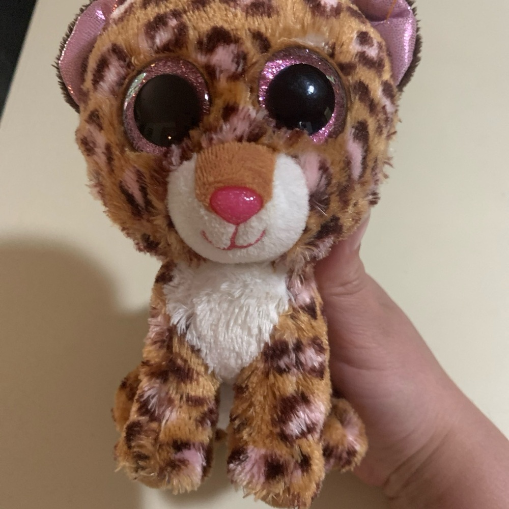 Ty Leopard Plush with Pink and Brown Spots